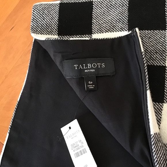 NEW Talbots Skirt Buffalo Check Wool Blend Fully Lined Size 6P Black White Plaid - Picture 5 of 11